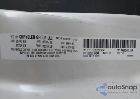 2014 Fiat 500E Battery Electric from USA, damaged, VIN 3C3CFFGE1ET173010